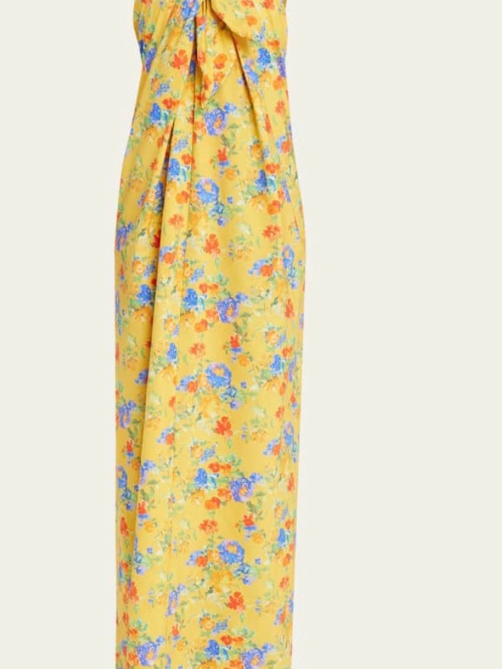 Caroline Constas Yellow Kaia Strapless Floral Front-Tie Gown